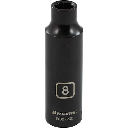 Dynamic 3/8" Drive Deep Socket, Black Phosphate, Tools 3/8" Drive 6 Point Metric, 8mm Deep Length D007208